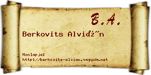 Berkovits Alvián névjegykártya